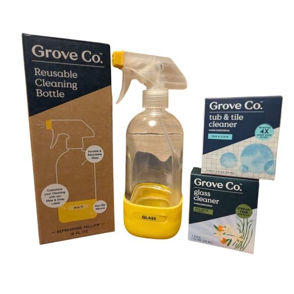 NIB Grove Collaborative Reusable Cleaning Bottle + Glass & Tub/Tile Cleaner - Picture 1 of 2
